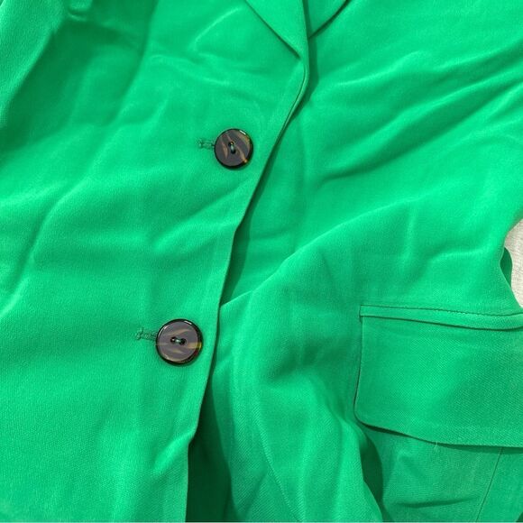 Rosetta Getty Women's Peak-lapel Two-Button Stretch-cady Jacket Size 4 Green - Picture 13 of 13